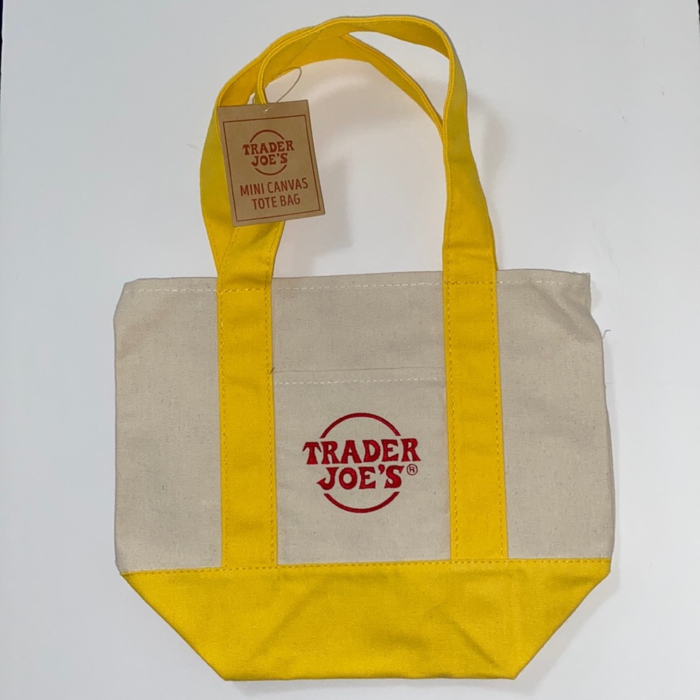 NWT Trader Joe’s Yellow MINI Canvas Tote.